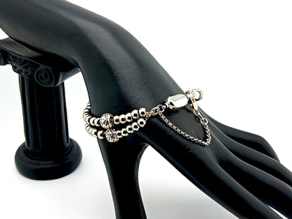 Miraculous Medal unique rosary beads 925 sterling silver and stainless steel 5 decade rosary bracelet with sterling silver linking cross.