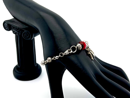 Miraculous Medal and Saint Joseph unique rosary beads cubic zirconia and tigers eye gemstone single decade rosary bracelet with small crucifix.