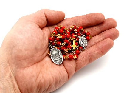 God the Father unique rosary beads gemstone prayer chaplet with Holy Octave of Consecration medal and gold crosses.
