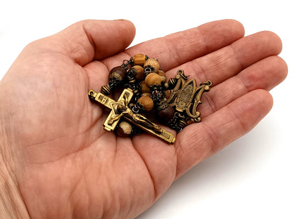 Miraculous Medal picture matte jasper gemstone single decade unique rosary beads with bronze crucifix.