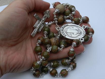 Large Handmade St. Benedicts Rosary beads, San Damiano Cross Rosary, St. Francis of Assisi Rosary beads, Unique Heirloom Rosaries.