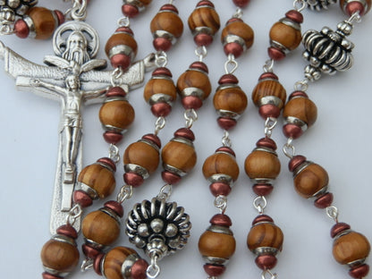 St. Michael wooden Rosary beads, Holy Trinity Rosaries, St. Michael the Archangel Rosaries, Wedding Rosary gift, Rosaries, prayer beads.