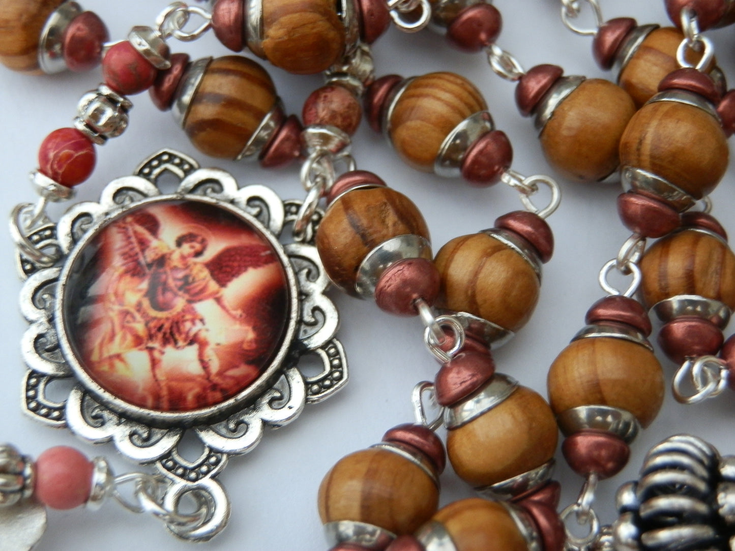 St. Michael wooden Rosary beads, Holy Trinity Rosaries, St. Michael the Archangel Rosaries, Wedding Rosary gift, Rosaries, prayer beads.