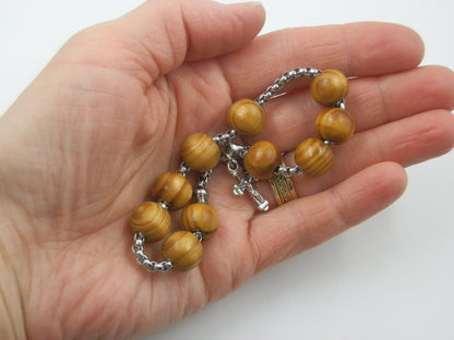 Men's large wooden Rosary Bracelet, Single decade bracelet, prayer beads, prayer bracelet, spiritual prayer gift. Religious prayer beads