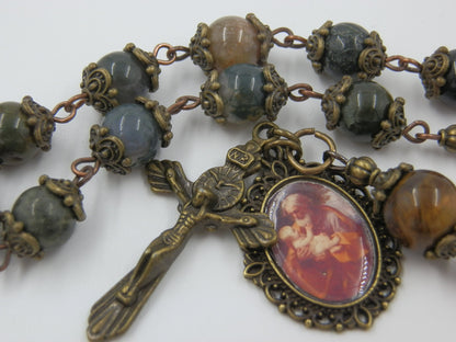 Vintage style St. Joseph single Rosary decade, Antique style prayer beads, Crown of Thorns centre, Rosary beads, Antique prayer beads..