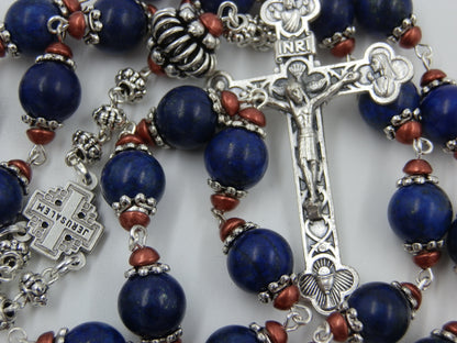 Gemstone Holy Trinity prayer Chaplet, Holy Trinity Crucifix,  Heirloom Lapis Lazuli prayer beads, Spiritual beads, Rosary bead Chaplet.
