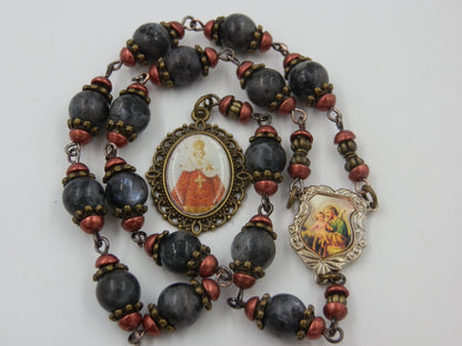 Infant of Prague gemstone prayer chaplet, St. Joseph prayer beads, Baptismal gift, Confirmation gift, Spiritual prayer beads.