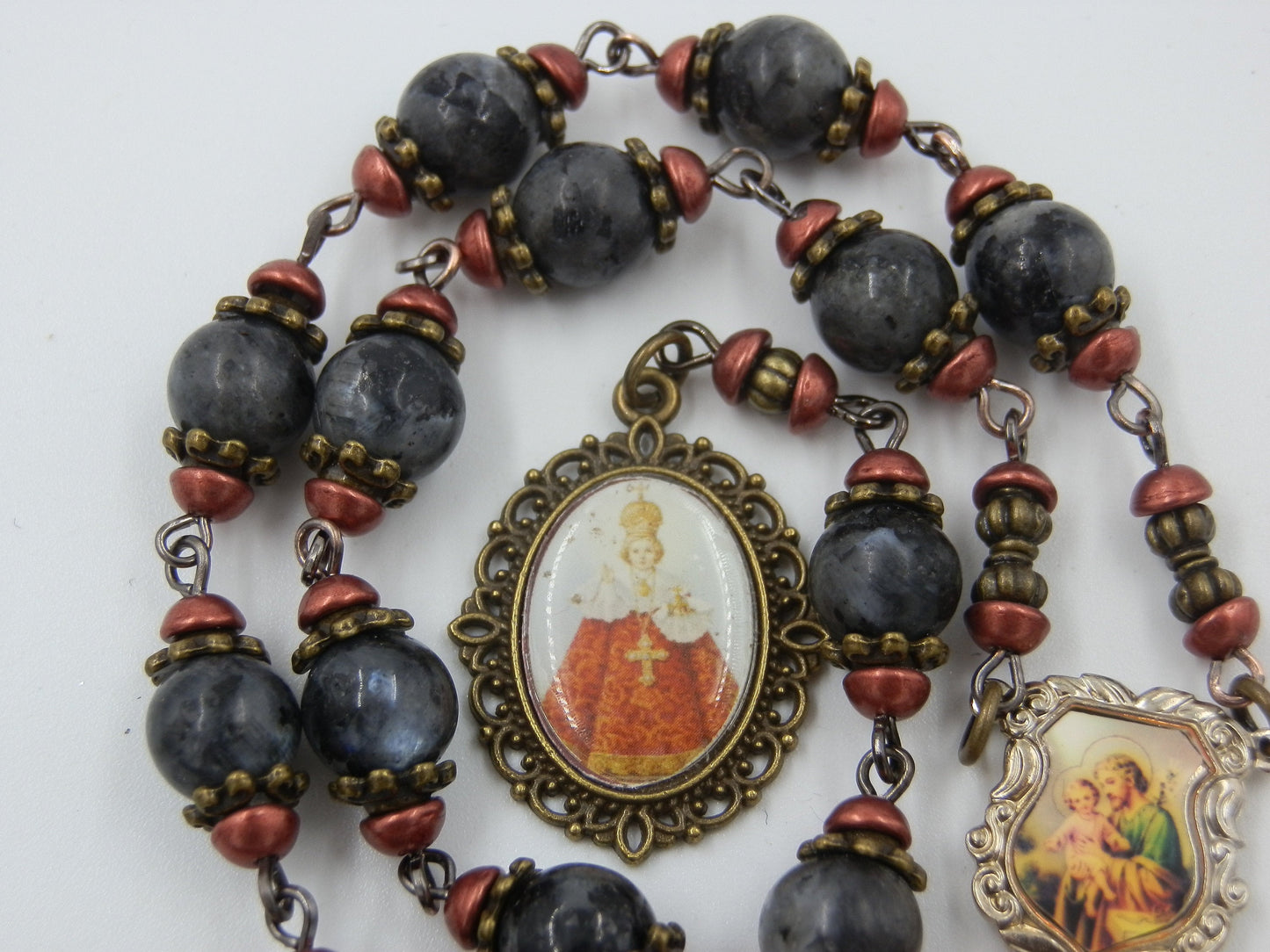 Infant of Prague gemstone prayer chaplet, St. Joseph prayer beads, Baptismal gift, Confirmation gift, Spiritual prayer beads.