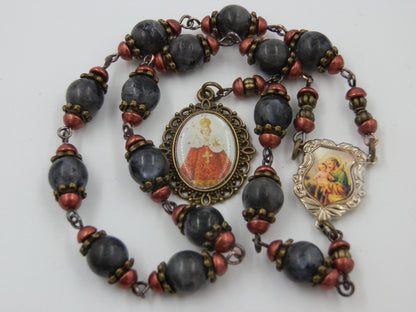 Infant of Prague gemstone prayer chaplet, St. Joseph prayer beads, Baptismal gift, Confirmation gift, Spiritual prayer beads.