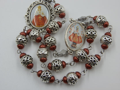 Handcrafted Infant of Prague prayer Chaplet, Silver prayer chaplet, Spiritual Prayer Chaplet, Crown of Thorns Beads, Christian prayer beads.