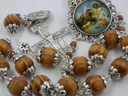 Large Heirloom St Francis Of Assisi wooden prayer Chaplet, St. Francis Crucifix, Vintage rosary, The Blessing Of St. Francis Crucifix.