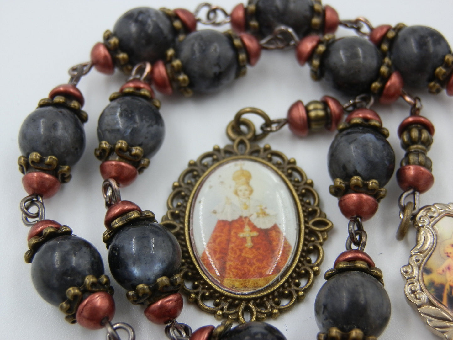 Infant of Prague gemstone prayer chaplet, St. Joseph prayer beads, Baptismal gift, Confirmation gift, Spiritual prayer beads.