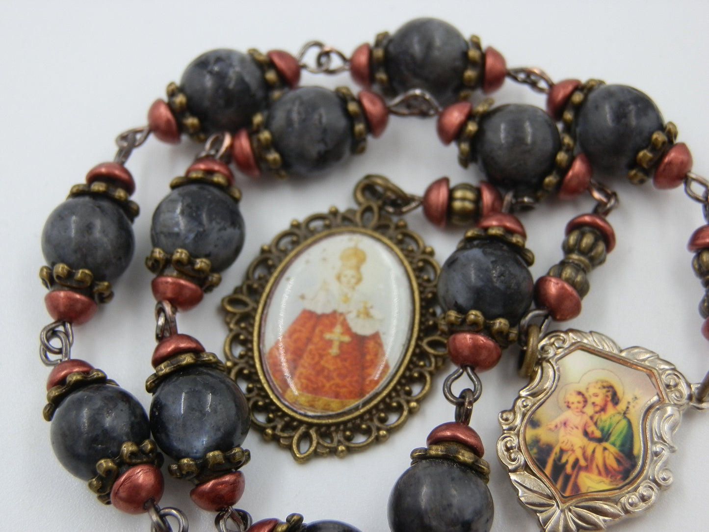 Infant of Prague gemstone prayer chaplet, St. Joseph prayer beads, Baptismal gift, Confirmation gift, Spiritual prayer beads.