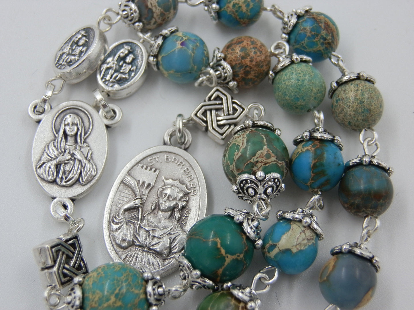 Saint Barbara gemstone prayer chaplet, Rosary beads, The Sacred Heart of Jesus, Immaculate Heart of Mary, Rosaries, Pocket Rosaries