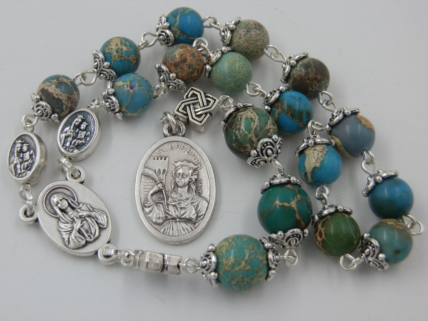 Saint Barbara gemstone prayer chaplet, Rosary beads, The Sacred Heart of Jesus, Immaculate Heart of Mary, Rosaries, Pocket Rosaries