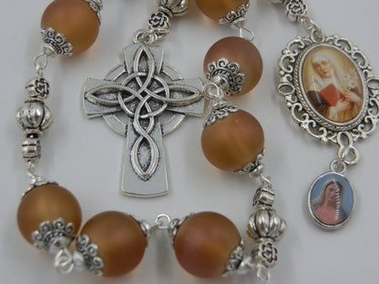 St. Catherine of Siena prayer chaplet, Saint Catherine prayer beads, Celtic Cross rosaries, Religious gifts, Patron Saints prayer Beads.