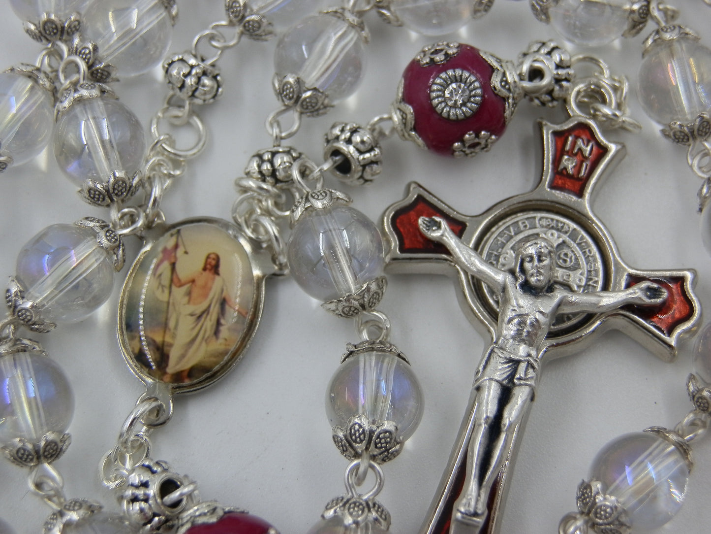 The Resurrection of Jesus Rosary beads, Agony in the garden Rosary Beads, The Passion of Christ, Rosary beads, St. Benedict crucifix.