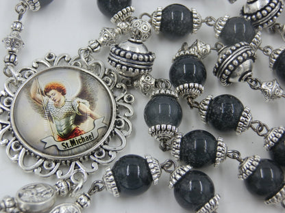 Saint Michael Heirloom prayer chaplet, Silver St. Michael The Archangel  Rosaries, Prayer Chaplet, Patron Saints, St. Michael chaplet.