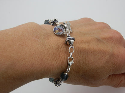 Saint Christopher rosary bead decade bracelet, Celtic Cross rosary bracelet, religious Jewellery, Wedding beads, Bridesmaid gift.