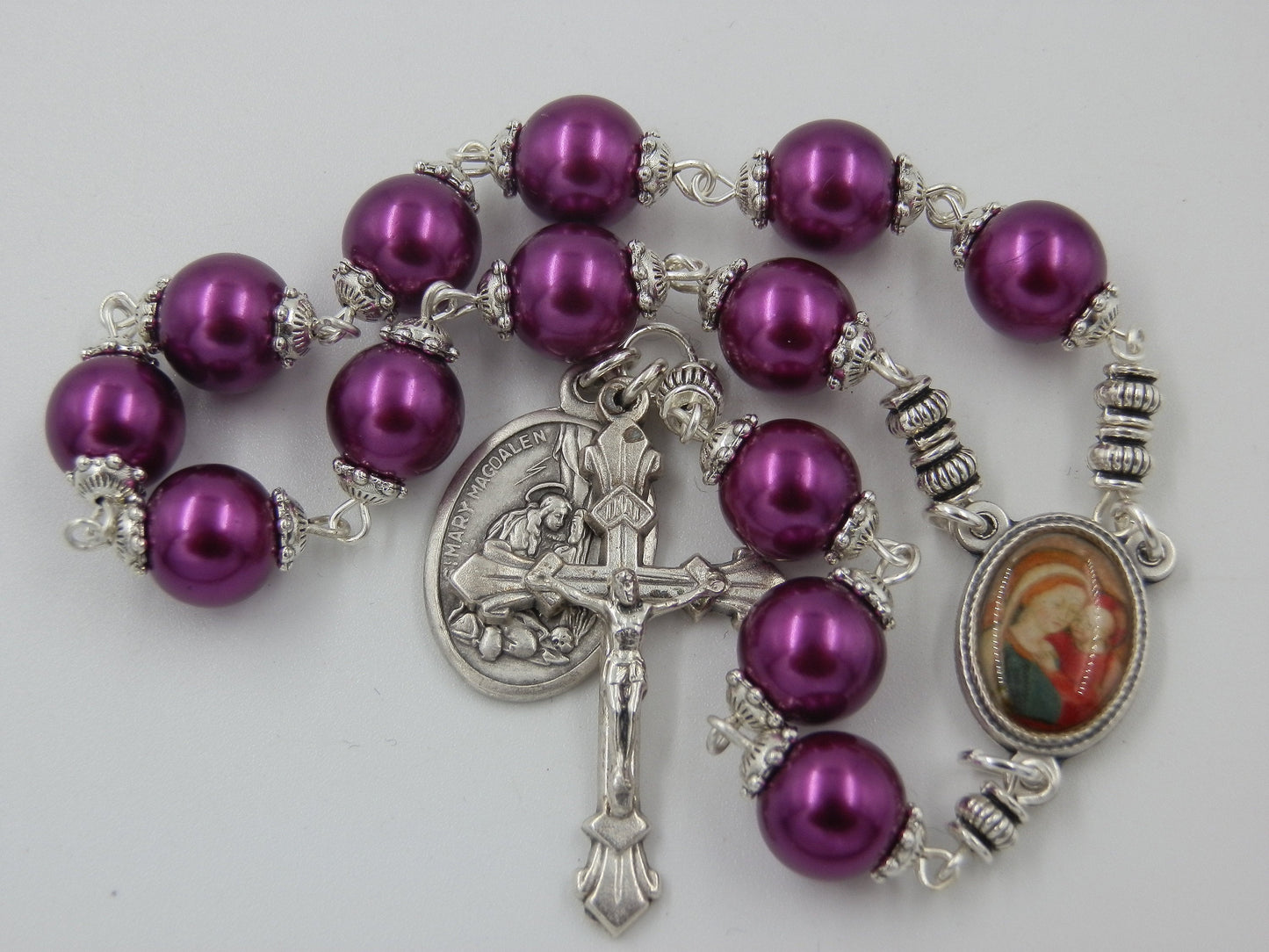 Saint Mary Magdalene prayer chaplet, Rosary prayer chaplet, Miraculous medal prayer beads, Immaculate Heart of Mary, Onyx rosaries.