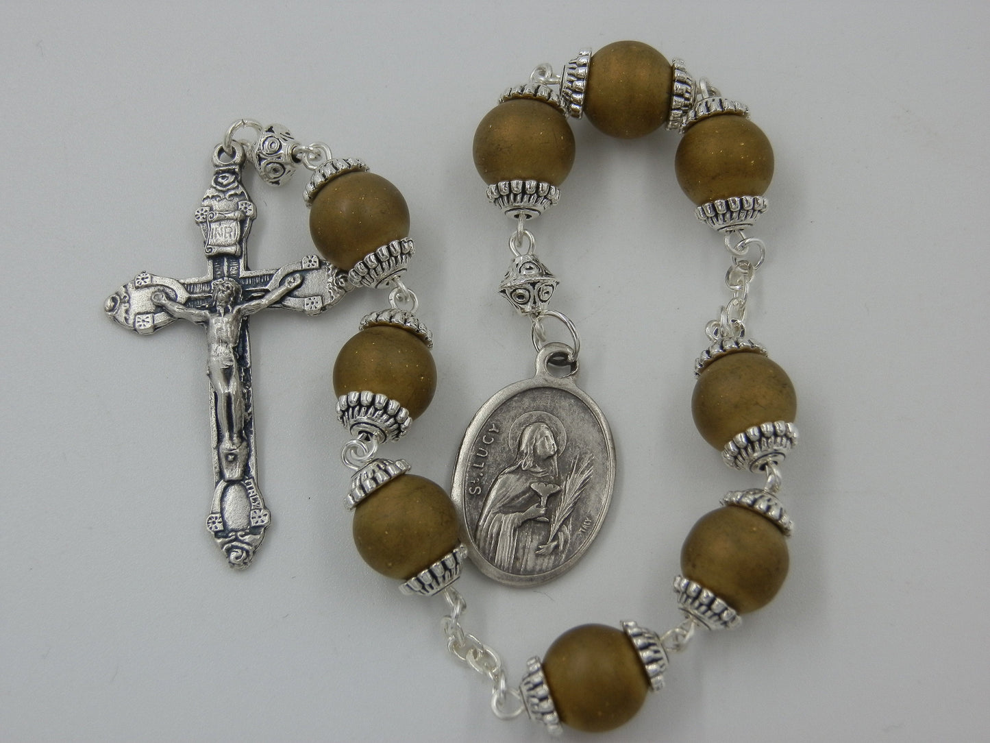Saint Lucy Handcrafted prayer chaplet, Rosary prayer chaplet, Patron Saints medal prayer beads, Immaculate Heart of Mary, rosaries.
