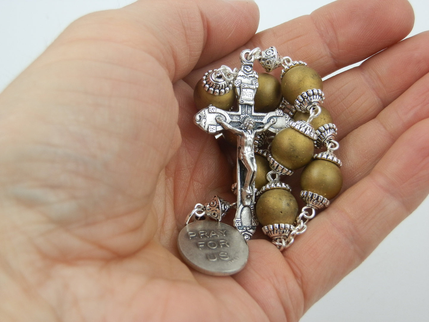 Saint Lucy Handcrafted prayer chaplet, Rosary prayer chaplet, Patron Saints medal prayer beads, Immaculate Heart of Mary, rosaries.