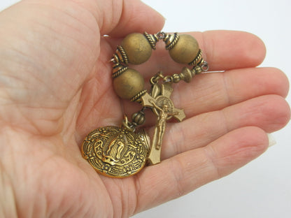 Vintage style Our Lady of Guadalupe prayer chaplet, Religious key fob, 3 Hail Mary prayer Chaplet, St. Benedict Crucifix, Rosaries.