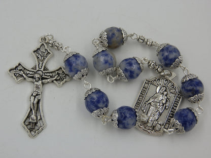 Our Lady of Mount Carmel prayer bead chaplet, Brown scapular handcrafted chaplet prayer Beads, Rosary beads, Men's pocket prayer beads.