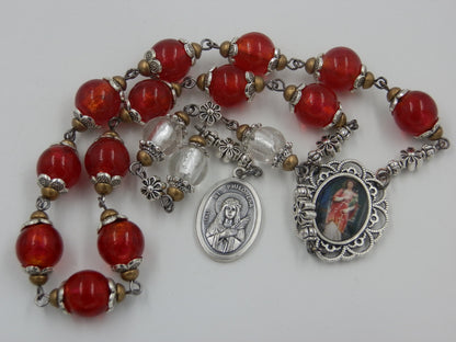 Large Heirloom St. Philomena prayer Chaplet, Religious prayer beads, chaplet prayer beads, Patron Saint of Children and lost causes.