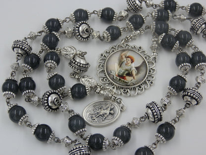 Saint Michael Heirloom prayer chaplet, Silver St. Michael The Archangel  Rosaries, Prayer Chaplet, Patron Saints, St. Michael chaplet.