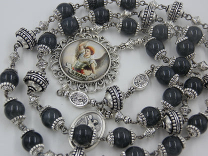 Saint Michael Heirloom prayer chaplet, Silver St. Michael The Archangel  Rosaries, Prayer Chaplet, Patron Saints, St. Michael chaplet.