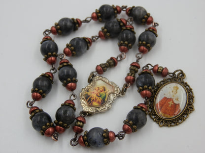 Infant of Prague gemstone prayer chaplet, St. Joseph prayer beads, Baptismal gift, Confirmation gift, Spiritual prayer beads.