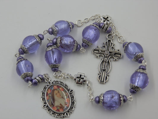 Saint Bernadette prayer chaplet, Our Lady of Lourdes prayer chaplet, Rosary beads, Patron Saints, Apparitions, Wedding and Bridesmaid gift.