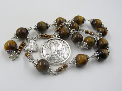 Large Chaplet to Our Lady of Fatima, Centenary Fatima medal 1917, Spiritual Prayer beads, Gemstone Rosary bead Chaplet, Mens prayer beads.