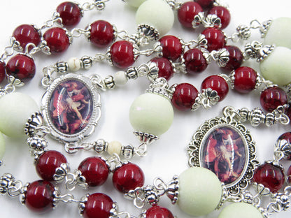 Heirloom Chaplet to Saint Michael the Archangel, St Michael beads, Rosary bead Chaplet, Crystal beads, Mens prayer beads, Guardian Angel.