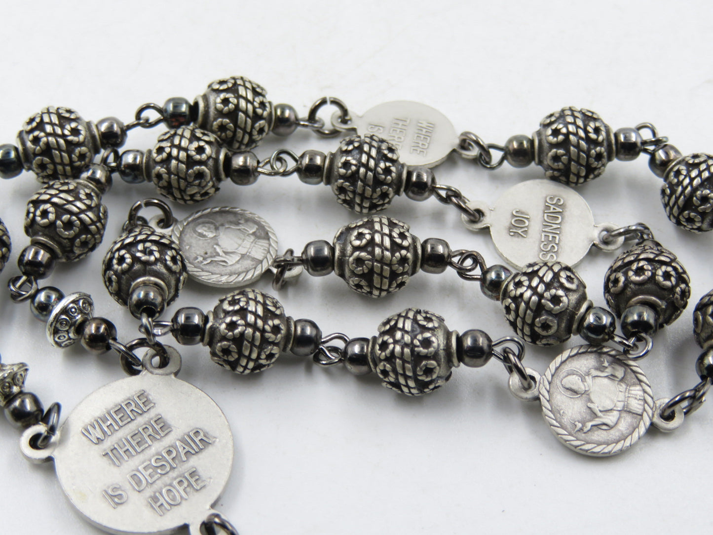 Vintage style Heirloom St Francis Of Assisi prayer Chaplet, St. Francis Crucifix, Vintage rosary, The Blessing Of St. Francis Crucifix.