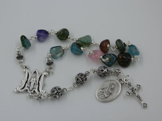 Saint Maria Goretti handcrafted gemstone nugget Prayer Chaplet beads, Travel prayer chaplet Rosaries, Maria Goretti, Confirmation gift.