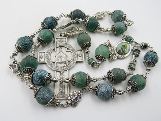 Large Heirloom St Francis Of Assisi Gemstone prayer Chaplet, The Portuncula Mother Church Crucifix, The Blessing Of St. Francis Crucifix.