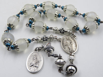 Large Saint Maria Goretti handcrafted Prayer Chaplet beads, Rosaries, Patron Saints medals, Travel prayer chaplet Rosaries, Maria Goretti.