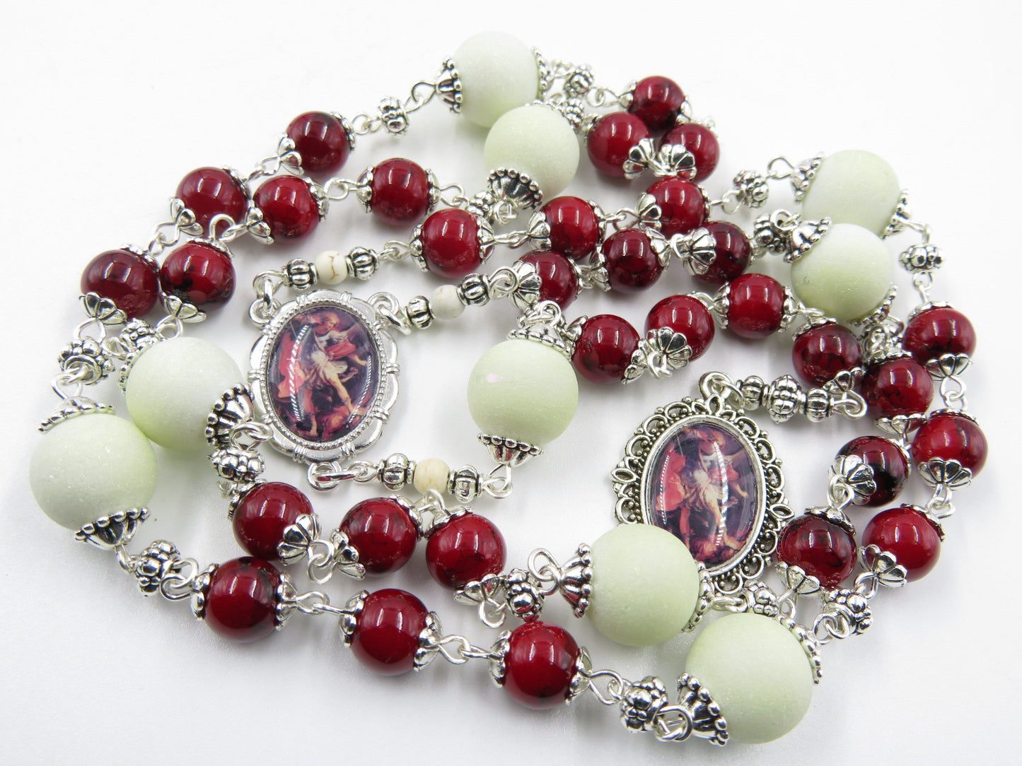 Heirloom Chaplet to Saint Michael the Archangel, St Michael beads, Rosary bead Chaplet, Crystal beads, Mens prayer beads, Guardian Angel.