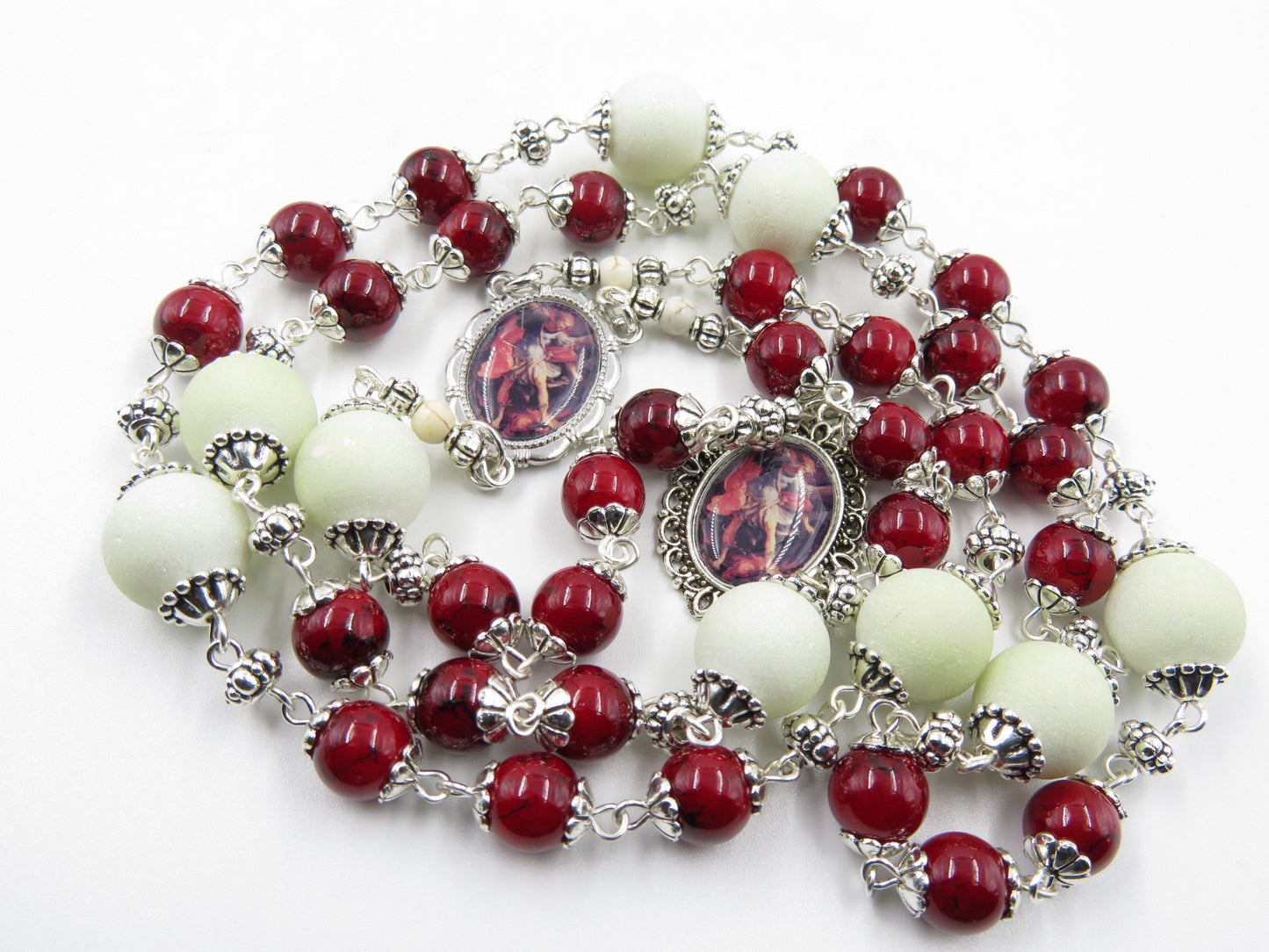 Heirloom Chaplet to Saint Michael the Archangel, St Michael beads, Rosary bead Chaplet, Crystal beads, Mens prayer beads, Guardian Angel.