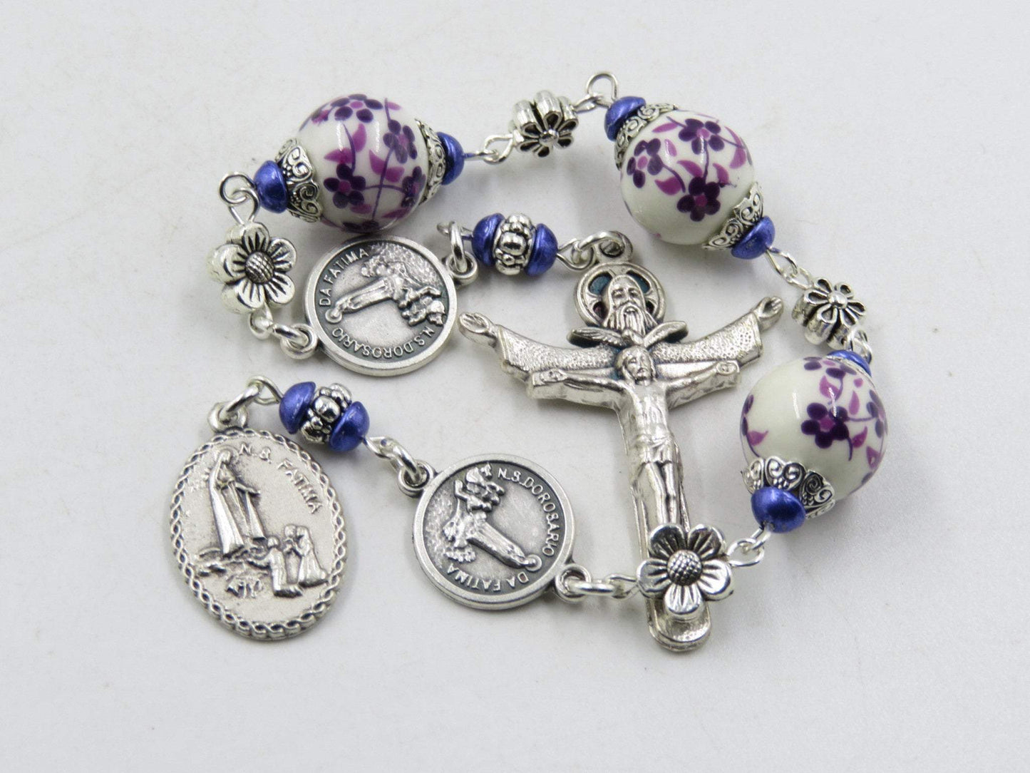 Three Hail Mary Devotion prayer chaplet, Fatima prayer beads, Jacinta 3 Hail Mary prayer Chaplet, Holy Trinity Crucifix, Rosaries.