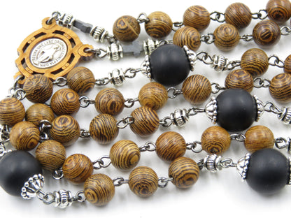 Olive wood Miraculous medal rosary beads, Wooden Rosaries, St. Benedict rosary beads, Religious gifts, Gemstone rosaries, prayer beads.