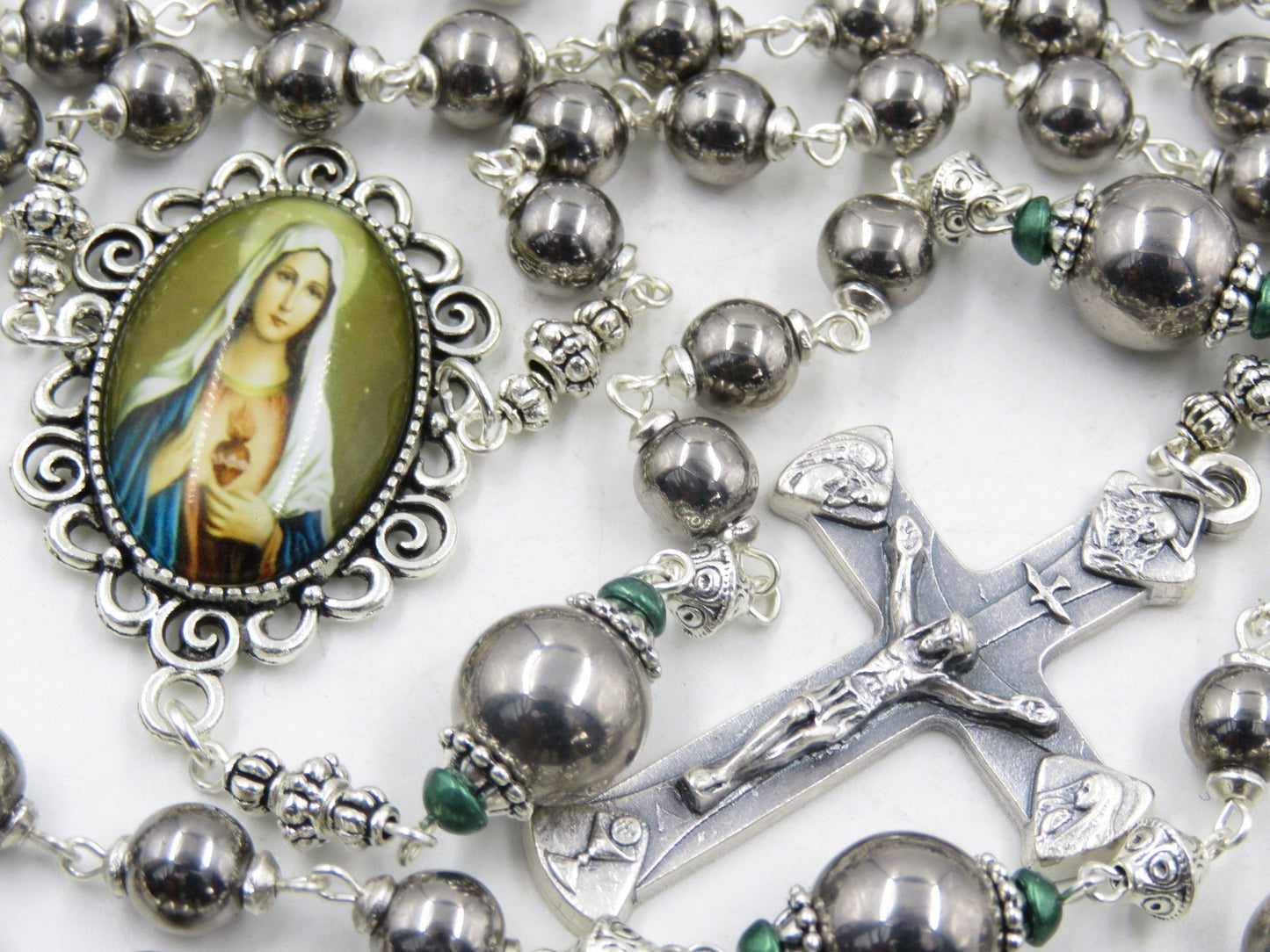 Immaculate Heart of Mary glass rosary beads, Holy Trinity Rosary beads, rosaries, Rosary beads, Spiritual wedding gift, Confirmation Rosary,