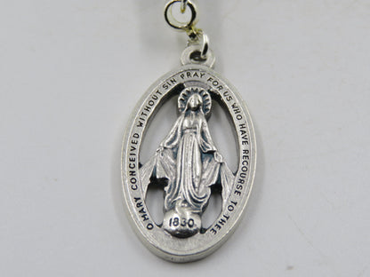 Large Miraculous medal purse clip, Religious Key chain medal, Rosary beads, Three Hail Mary bead, prayer beads, Ave Maria beads.