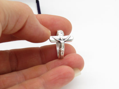 Silver alloy Crucifix ring, Religious jewellery, Crucifixion ring, jewellery, Spiritual Jewellery.