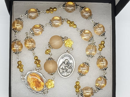 Saint Francis Relic of Assisi prayer beads, Assisi Relic prayer beads, St. Francis medal, Heirloom Rosaries, Men's Prayer Chaplet.