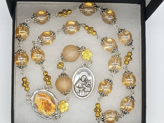 Saint Francis Relic of Assisi prayer beads, Assisi Relic prayer beads, St. Francis medal, Heirloom Rosaries, Men's Prayer Chaplet.