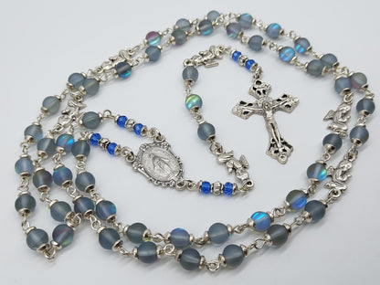 Guardian Angel Crystal Rosary beads, Miraculous medal Rosary, Handmade Crystal Rosaries, Spiritual Wedding beads, Miraculous medal beads.