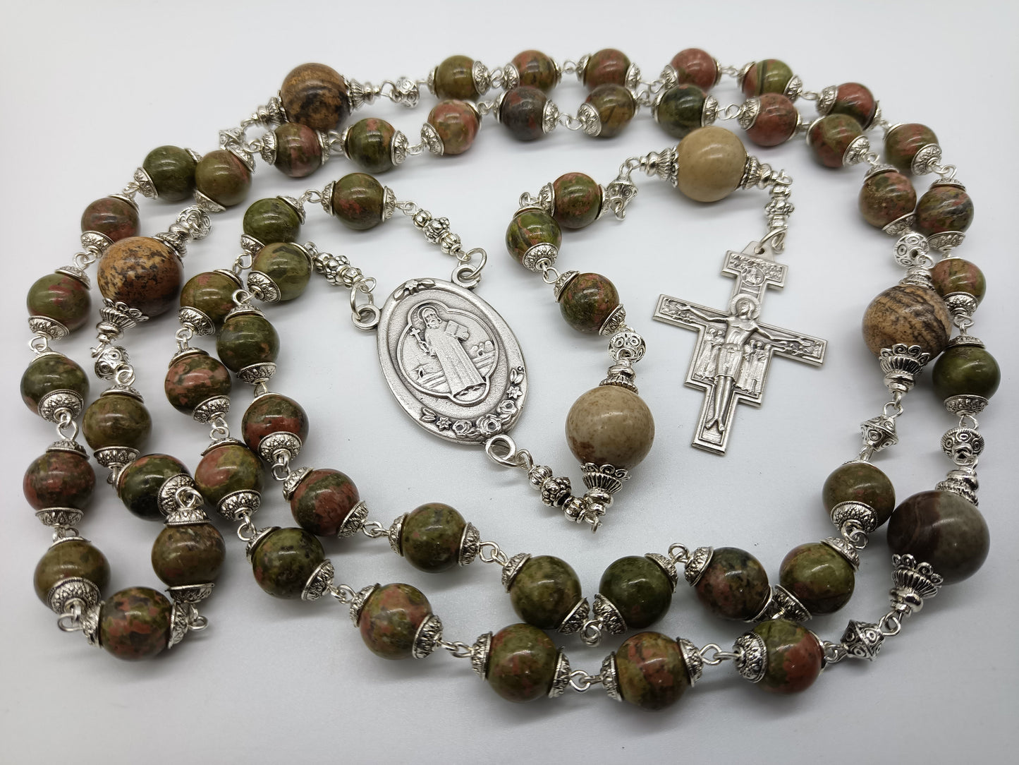 Large Handmade St. Benedicts Rosary beads, San Damiano Cross Rosary, St. Francis of Assisi Rosary beads, Unique Heirloom Rosaries.